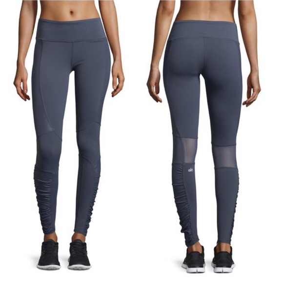 ALO Yoga Pants - • Alo • Runway Ruched Paneled Leggings Gray Small